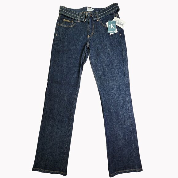 Calvin Klein Womens Low Rise Bootcut Jeans Size 2 Stretch Denim Dark Wash New - Picture 1 of 10